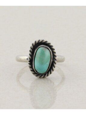 Sterling Silver Natural Turquoise Ring Size 5 1/2 Woman Teen Child Pinky
